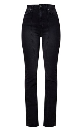 PLT Recycled Washed Black Seam Stretch Flare Jeans