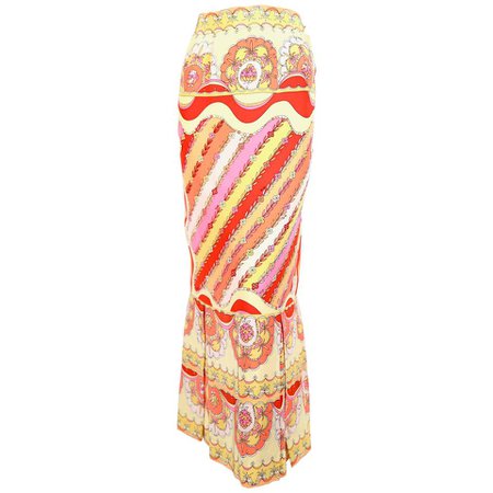 1960'S EMILIO PUCCI printed silk skirt For Sale at 1stdibs