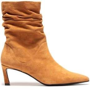 Gathered Suede Ankle Boots