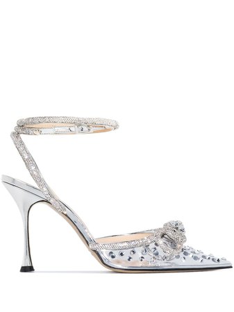 Shop MACH & MACH Double Bow 100mm crystal-embellished pumps with Express Delivery - FARFETCH