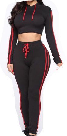 Black Red Two Piece Active Set