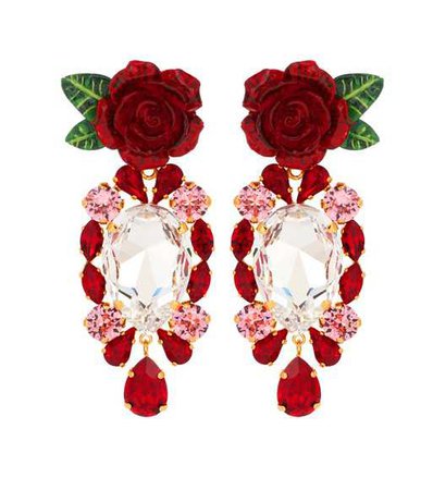 Rose Crystal Drop Earrings - Dolce & Gabbana | mytheresa.com