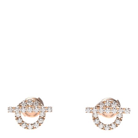 HERMES 18K Rose Gold Diamond Finesse Earrings 779398 | FASHIONPHILE