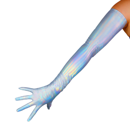 iridescent holographic gloves