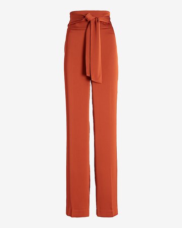 Super High Waisted Satin Tie Front Trouser Pant | Express