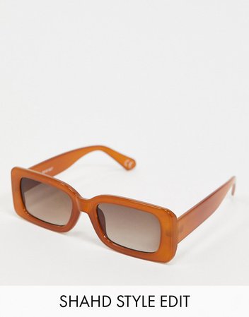 Коричневые солнцезащитные очки в квадратной оправе ASOS DESIGN | ASOS