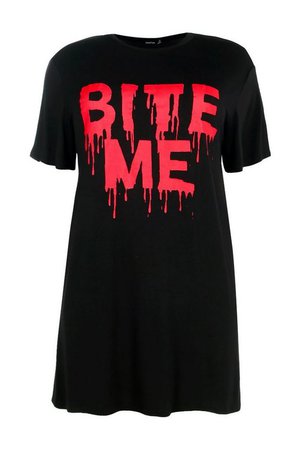 Plus Lexi Halloween Slogan T-Shirt Dress | Boohoo