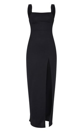 Black Straight Neck Maxi Dress | Dresses | PrettyLittleThing