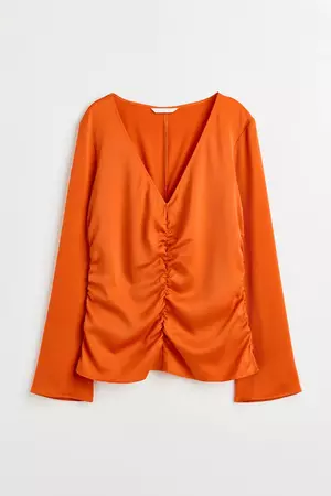 Gathered Blouse - Orange - Ladies | H&M US