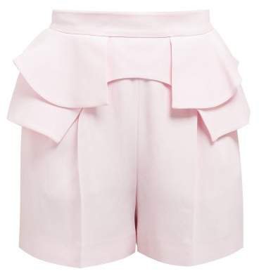 Peplum Waist Crepe Shorts - Womens - Light Pink