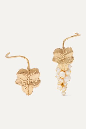 Gold Grape gold-tone pearl earrings | Anita Berisha | NET-A-PORTER
