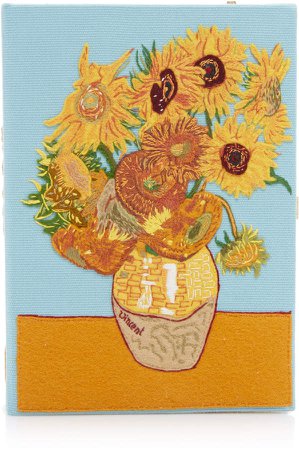 Olympia Le-Tan Van Gogh Sunflowers Embroidered Canvas Clutch