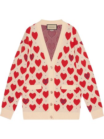 Gucci heart-print cotton cardigan - FARFETCH