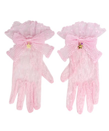 twinkle lace gloves (pink) - angelic pretty