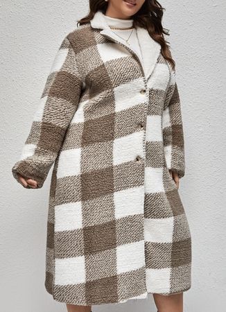 Plus Buffalo Plaid Print Hooded Flannel Coat