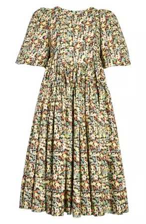 Molly Goddard Allegra Floral Print Tiered Cotton Midi Dress | Nordstrom
