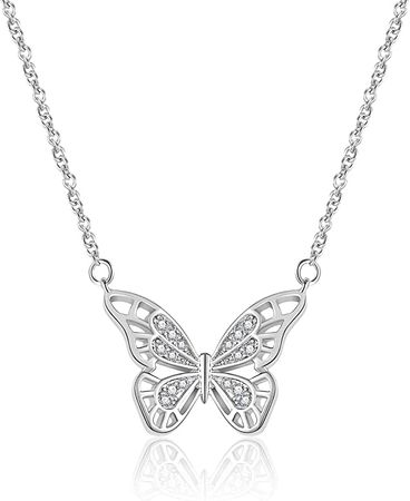 Amazon.com: Ascona Silver Butterfly Necklaces for Women Girls Dainty Simple Butterfly Pendant Necklace Christmas Mother’s Day Valentines Day Gifts for Her : Clothing, Shoes & Jewelry