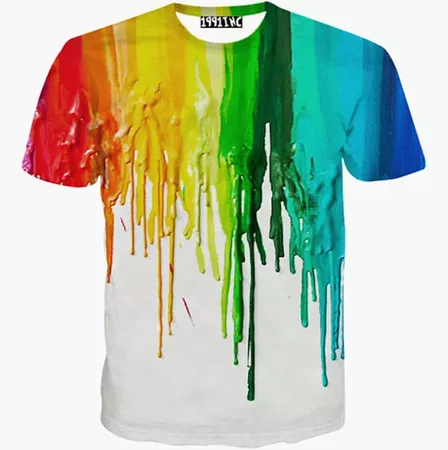 LightInTheBox Men's Daily / Sports / Weekend Active Round Neck Short Sleeve Polyester T-Shirt Rainbow Print Summer White XXL Adults #00006 | Google Shopping