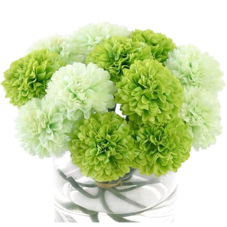 Green Chrysanthemum Silk Flowers Bulk - FiveSeasonStuff