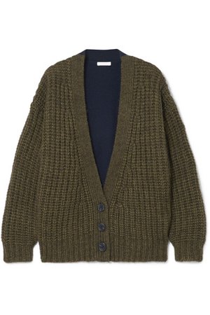 See By Chloé | Two-tone knitted cardigan | NET-A-PORTER.COM