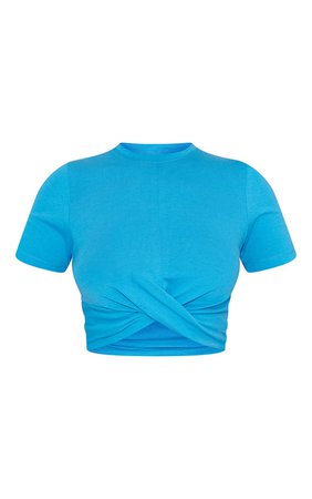 Bright Blue Cotton Twist Front T Shirt | PrettyLittleThing USA