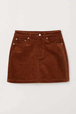 Short Corduroy Skirt - Beige