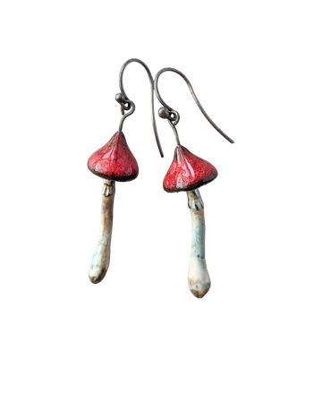 ceramic porcelain mushroom earrings
