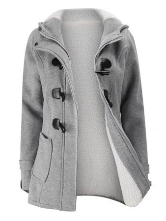 Faux Shearling Lined Hooded Duffle Coat