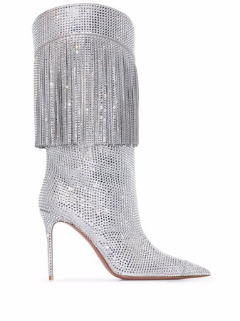 Amina Muaddi Lily crystal-embellished 95mm Boots - Farfetch