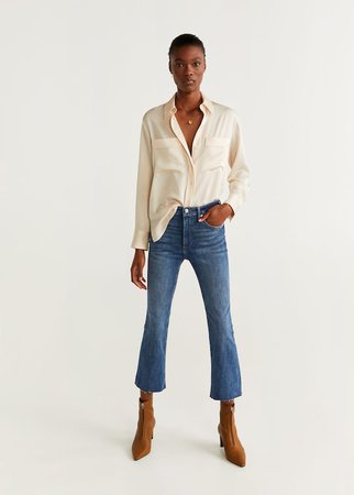 Crop flared jeans - Women | Mango United Kingdom