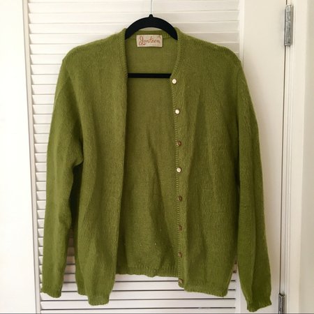 Vintage Sweaters | Jantzen Fuzzy Olive Green Cardigan | Poshmark