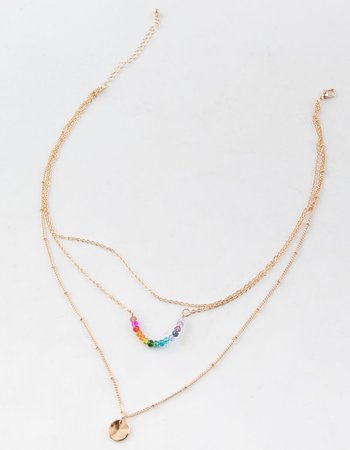 FULL TILT Layered Coin/Rainbow Bead Necklace - MULTI - SKN3277 | Tillys