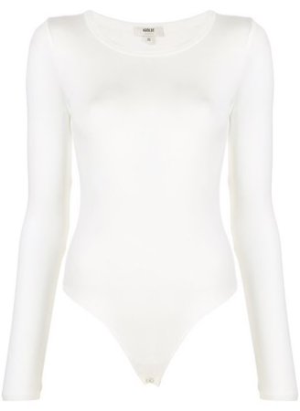 agolde white fine knit longsleeved bodysuit