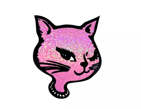 Retro Vintage Glitter Winking Cat Stickers 90s Winking Cat - Etsy