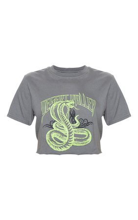 Grey Snake Crop T-Shirt