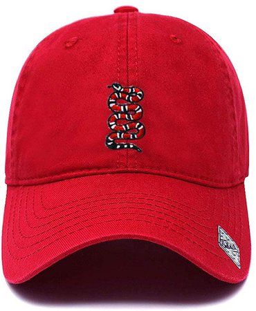 King Snake Dad Hat Cotton Baseball Cap Polo Style Low Profile 12 Colors (Red W) at Amazon Men’s Clothing store