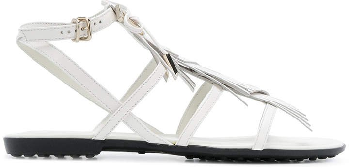fringed multi-strap sandals