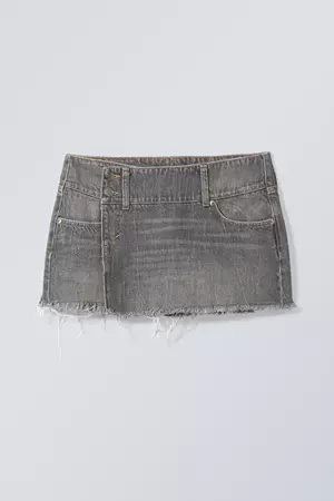 Fox Mini Denim Skirt - Washed Grey - Weekday WW