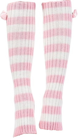 pink and white stripped leg warmers