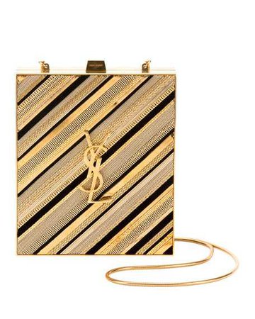 Saint Laurent Tuxedo Monogram YSL Chain-Detail Box Minaudiere Clutch Bag | Neiman Marcus