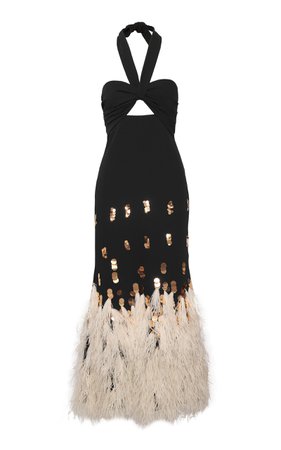 Clever And Lonely Feathered Hem Maxi Dress By Johanna Ortiz | Moda Operandi