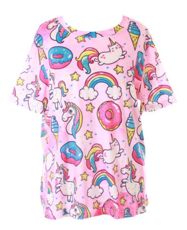 T-79 Rosa Donut Eis Einhorn Katze Regenbogen Sterne T-Shirt Pastel Goth Kawaii | eBay
