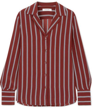Striped Silk Shirt - Red