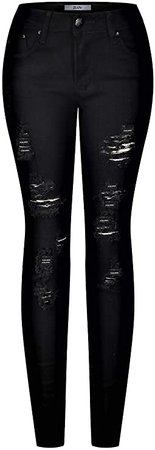 2LUV Women's Trendy Colored Distressed Skinny Jeans