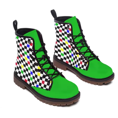 Froggy Checker Kidcore Boots! Pro Clown Boots in Vegan Leather Clownco – yesdoubleyes
