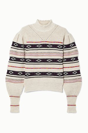 Isabel Marant | Conelly pointelle-trimmed intarsia knitted turtleneck sweater | NET-A-PORTER.COM