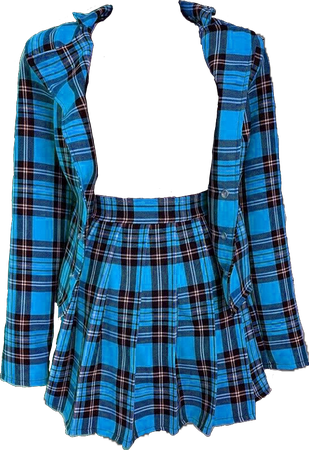 Transparent Plaid Blazer and Skirt Neon Blue (Dei5 edit)