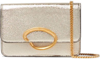 O Chain Metallic Textured-leather Shoulder Bag - Gold