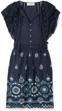 Sofie Broderie Anglaise Cotton Mini Dress - Blue