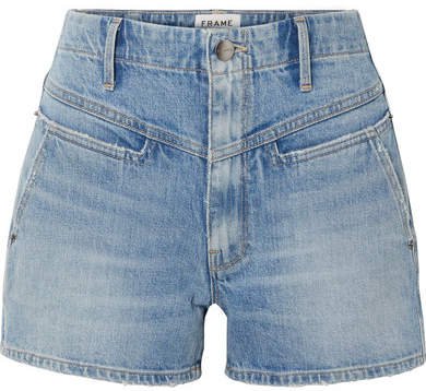 Retro Distressed Denim Shorts - Mid denim